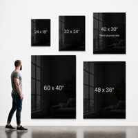 Aligned Collective canvas size guide: 24 x 18, 32 x 24, 40 x 30, 48 x 36, and 60 x 40 inches