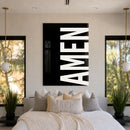 AMEN black acrylic wall art — bedroom