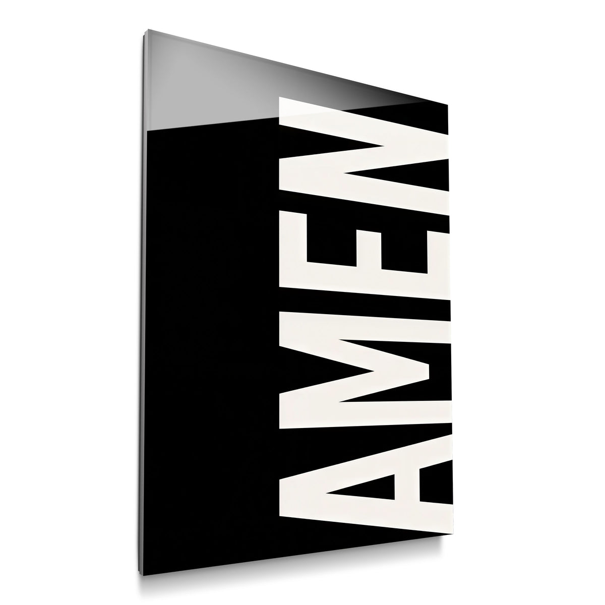 AMEN black acrylic wall art — product mockup