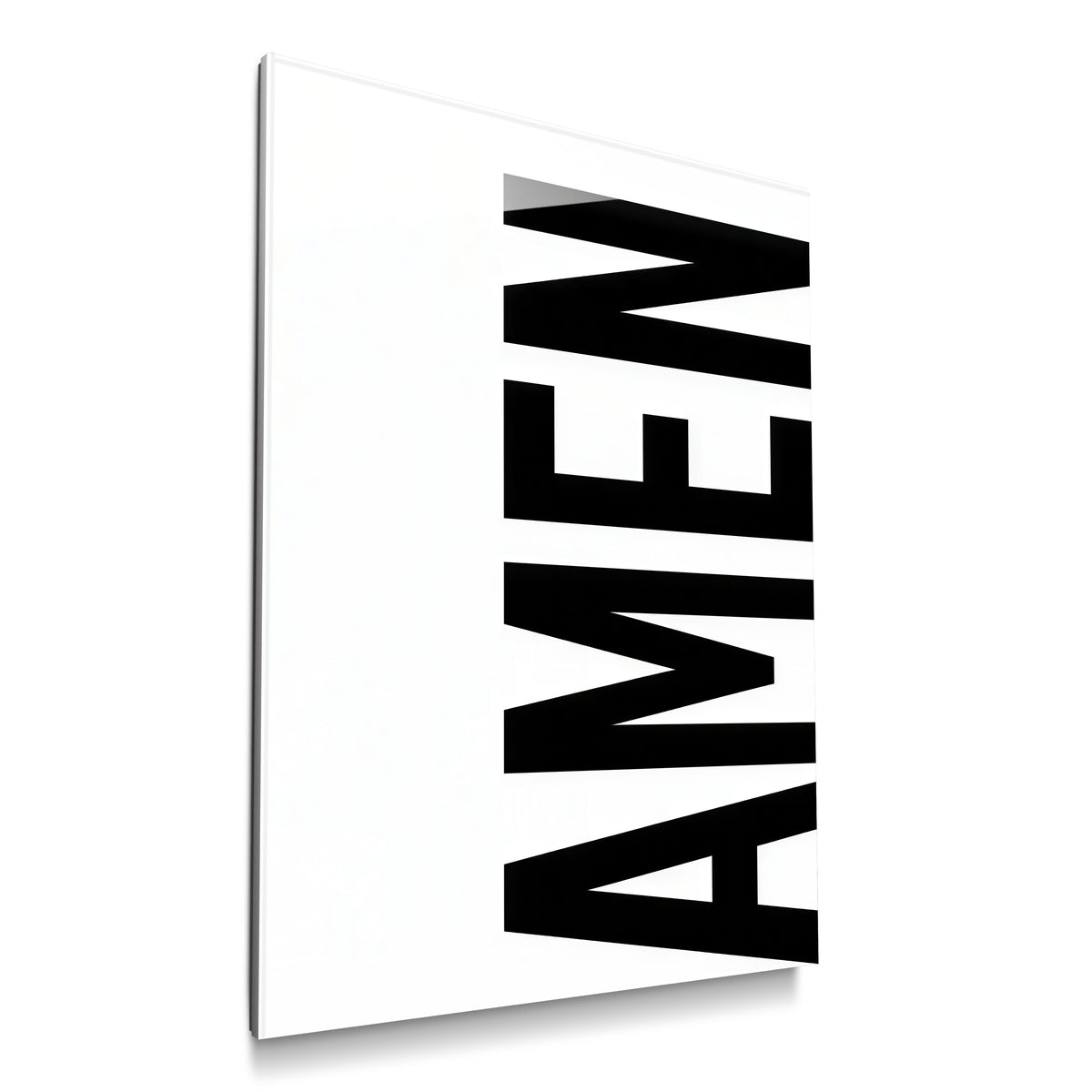 AMEN white acrylic wall art — product mockup