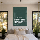 As for Me and My House green acrylic wall art, Joshua 24:15 — bedroom
