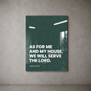 As for Me and My House green acrylic wall art, Joshua 24:15 — concrete wall