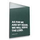 As for Me and My House green acrylic wall art, Joshua 24:15 — product mockup