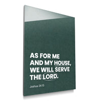 As for Me and My House green acrylic wall art, Joshua 24:15 — product mockup
