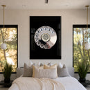 Call God black acrylic wall art with silver rotary dial — bedroom