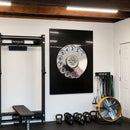 Call God black acrylic wall art with silver rotary dial — home gym