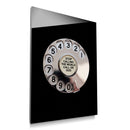 Call God black acrylic wall art with silver rotary dial — product mockup