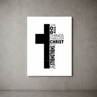 Cross-All Things acrylic wall art on a concrete wall