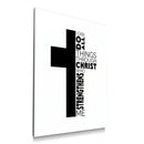 Cross-All Things acrylic wall art individual product mockup with a black cross and scripture typography on white