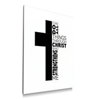 Cross-All Things acrylic wall art individual product mockup with a black cross and scripture typography on white