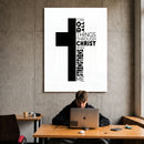 Cross-All Things acrylic wall art above a workspace