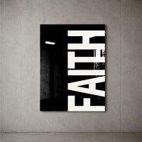 Faith black acrylic wall art — concrete wall