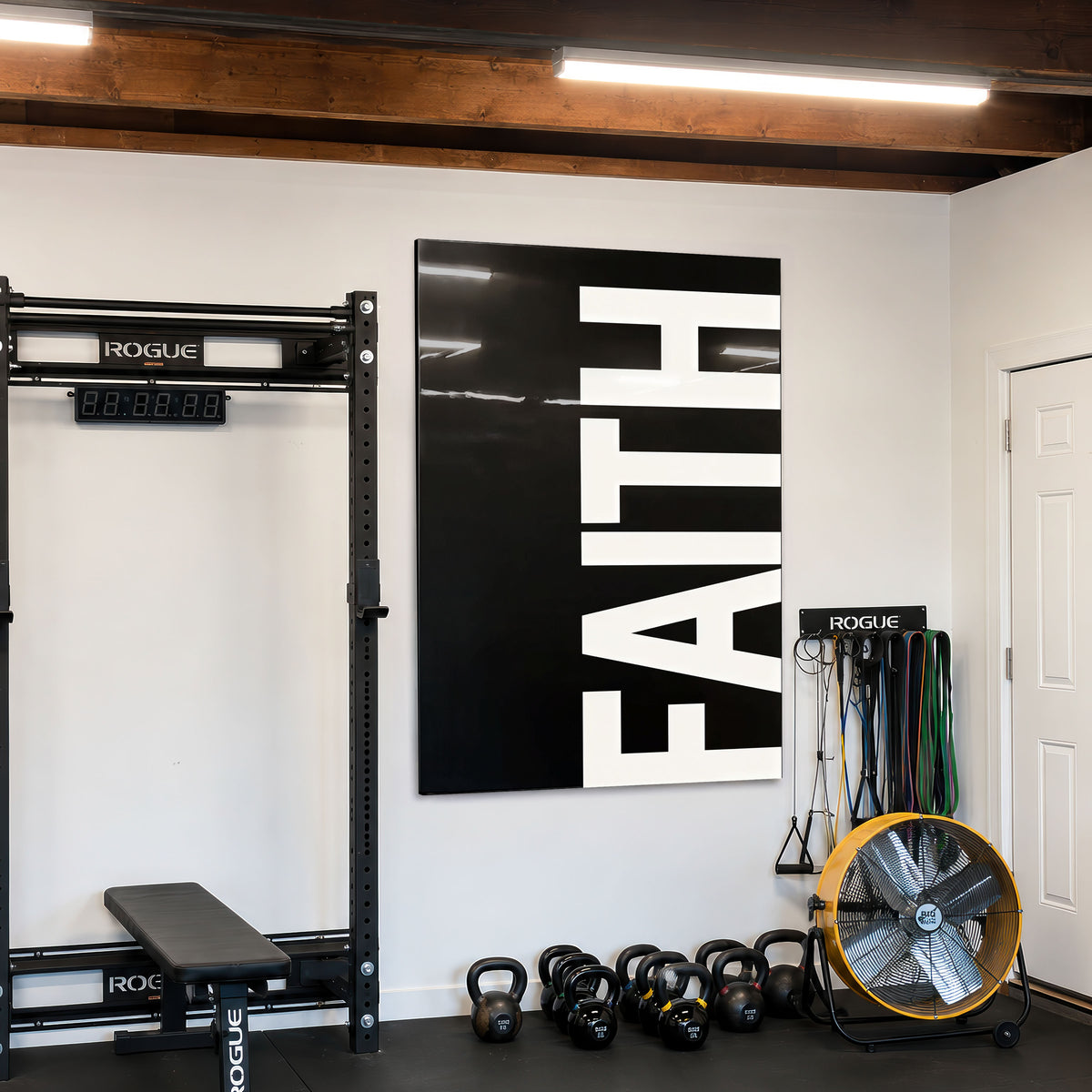 Faith black acrylic wall art — home gym