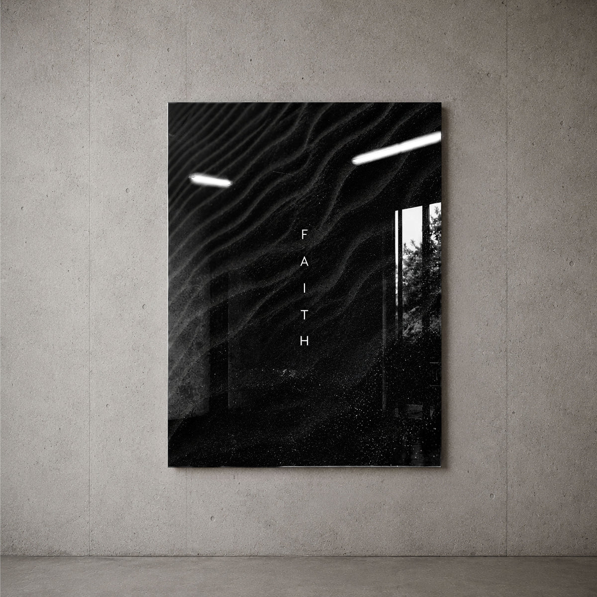 Faith - Black Sand acrylic wall art — concrete wall