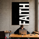 Faith black acrylic wall art — workspace