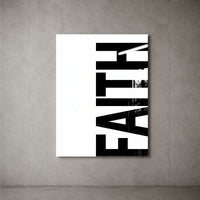 Faith white acrylic wall art — concrete wall