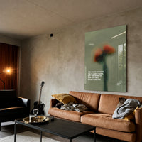 God Will Stand Forever floral acrylic wall art, Isaiah 40:8 — brown sofa living room
