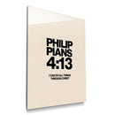 I Can Do All Things cream and black Philippians 4:13 acrylic wall art — product mockup