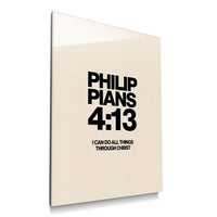 I Can Do All Things cream and black Philippians 4:13 acrylic wall art — product mockup