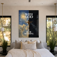 I Fear Nothing acrylic wall art above a bed