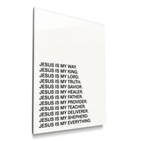 Jesus Is minimalist acrylic wall art product mockup