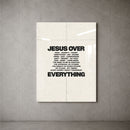 Jesus Over Everything cream acrylic wall art — concrete wall