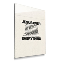 Jesus Over Everything cream acrylic wall art — product mockup