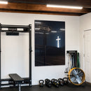 One Way acrylic wall art displayed in a home gym