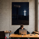 One Way acrylic wall art displayed above a workspace