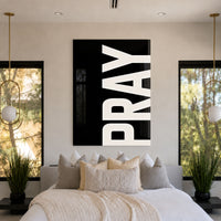 Pray black acrylic wall art — bedroom