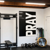 Pray black acrylic wall art — home gym