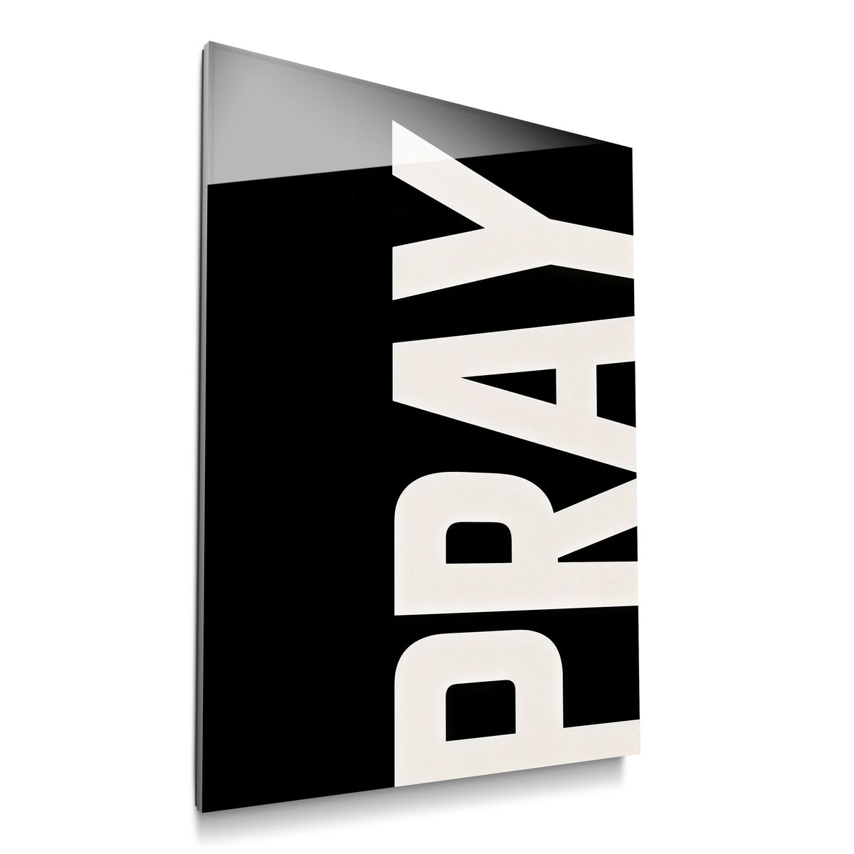 Pray black acrylic wall art — product mockup