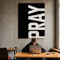 Pray black acrylic wall art — workspace