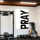 Pray white acrylic wall art — home gym
