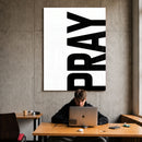 Pray white acrylic wall art — workspace