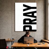 Pray white acrylic wall art — workspace