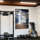 The Light acrylic wall art with ocean, clouds, and “Jesus is the only true light in our broken world” — home gym