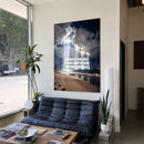 The Light acrylic wall art with ocean, clouds, and “Jesus is the only true light in our broken world” — modern room