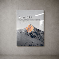 Through The Valley Psalm 23:4 mountain acrylic wall art — concrete wall