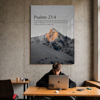 Through The Valley Psalm 23:4 mountain acrylic wall art — workspace