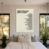 What You Can Give God - Tan acrylic wall art — bedroom