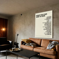 What You Can Give God - Tan acrylic wall art — brown sofa living room